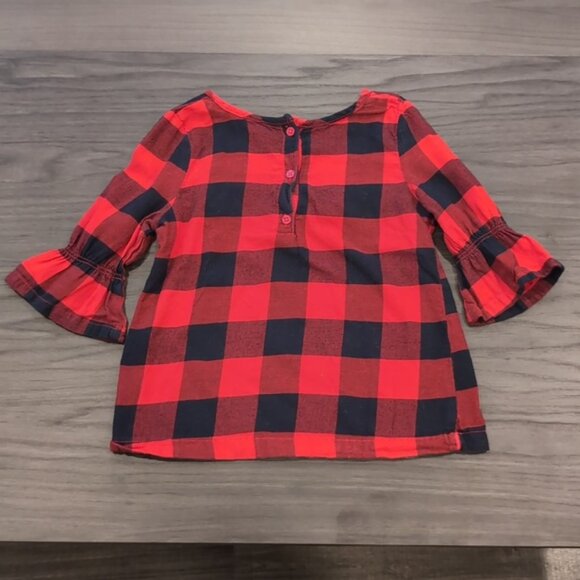 Carters Buffalo Plaid Top Flare Long Sleeve Winter Holiday Christmas - Picture 6 of 10